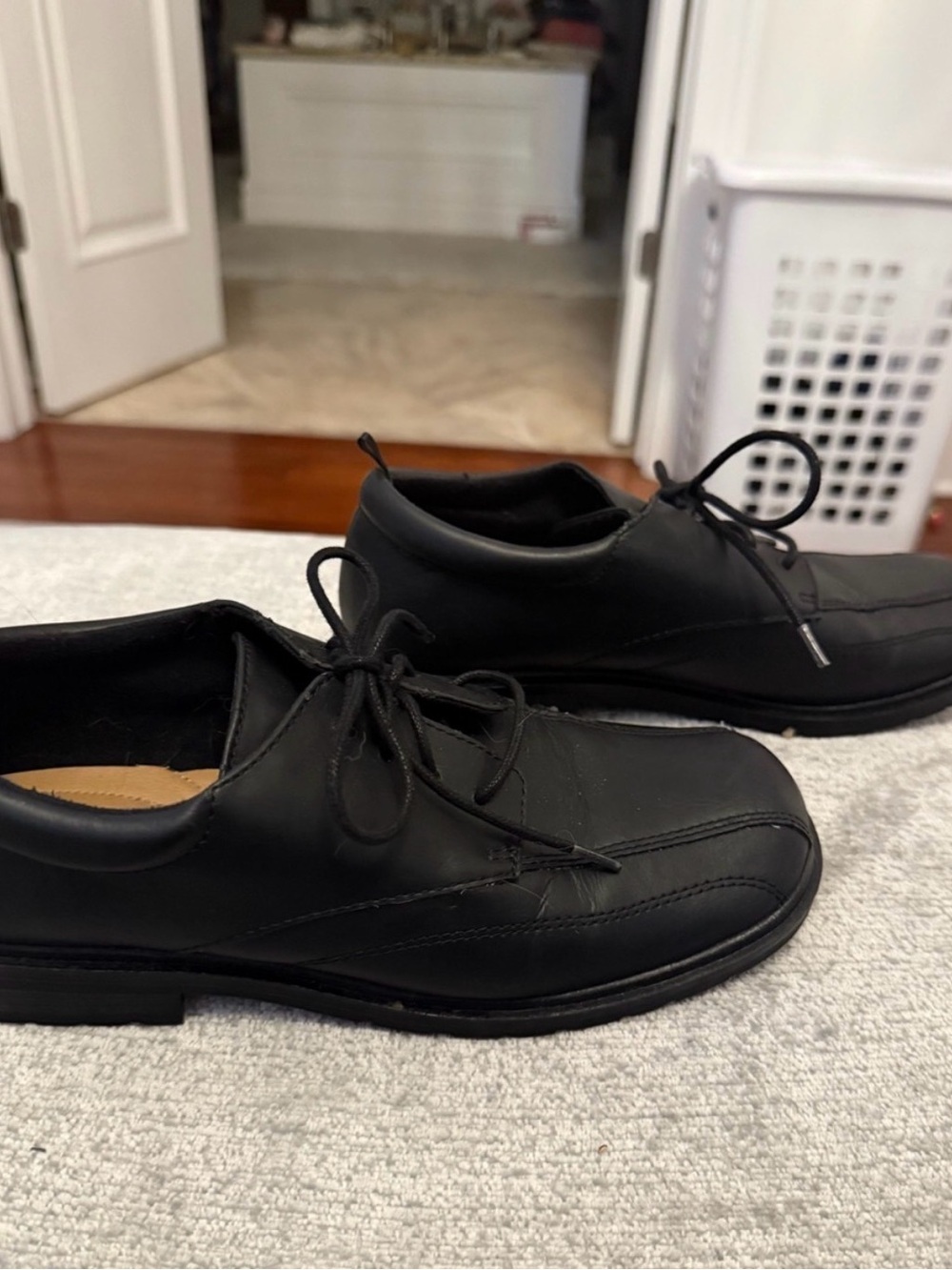 George Boys Black Lace Up Dress Shoes Oxford Uniform Size 5